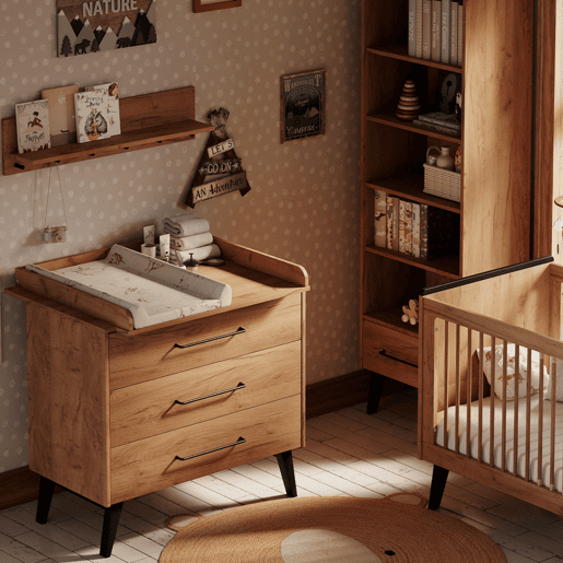 Cómoda Pinio Retro Wood com 3 gavetas Cómoda Pinio Retro Wood com 3 gavetas