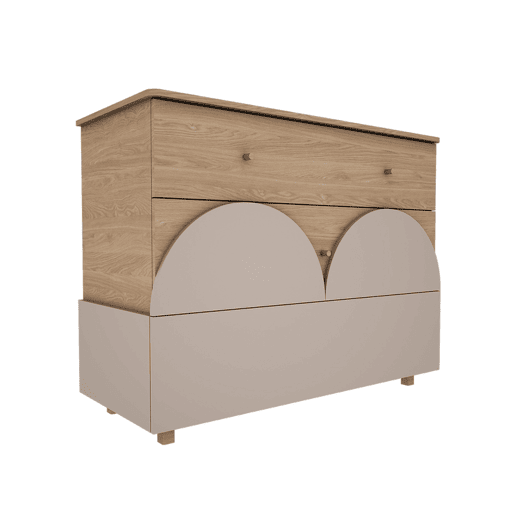 Cómoda de 3 gavetas Wood Luck Bloom Caxemira e Madeira