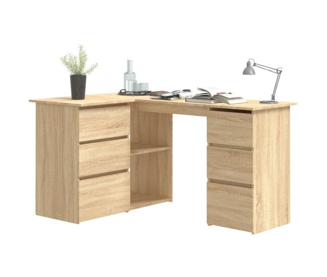 Escritorio esquinero cum laude 4 cajones + 2 puertas natural 76x145x100 cm