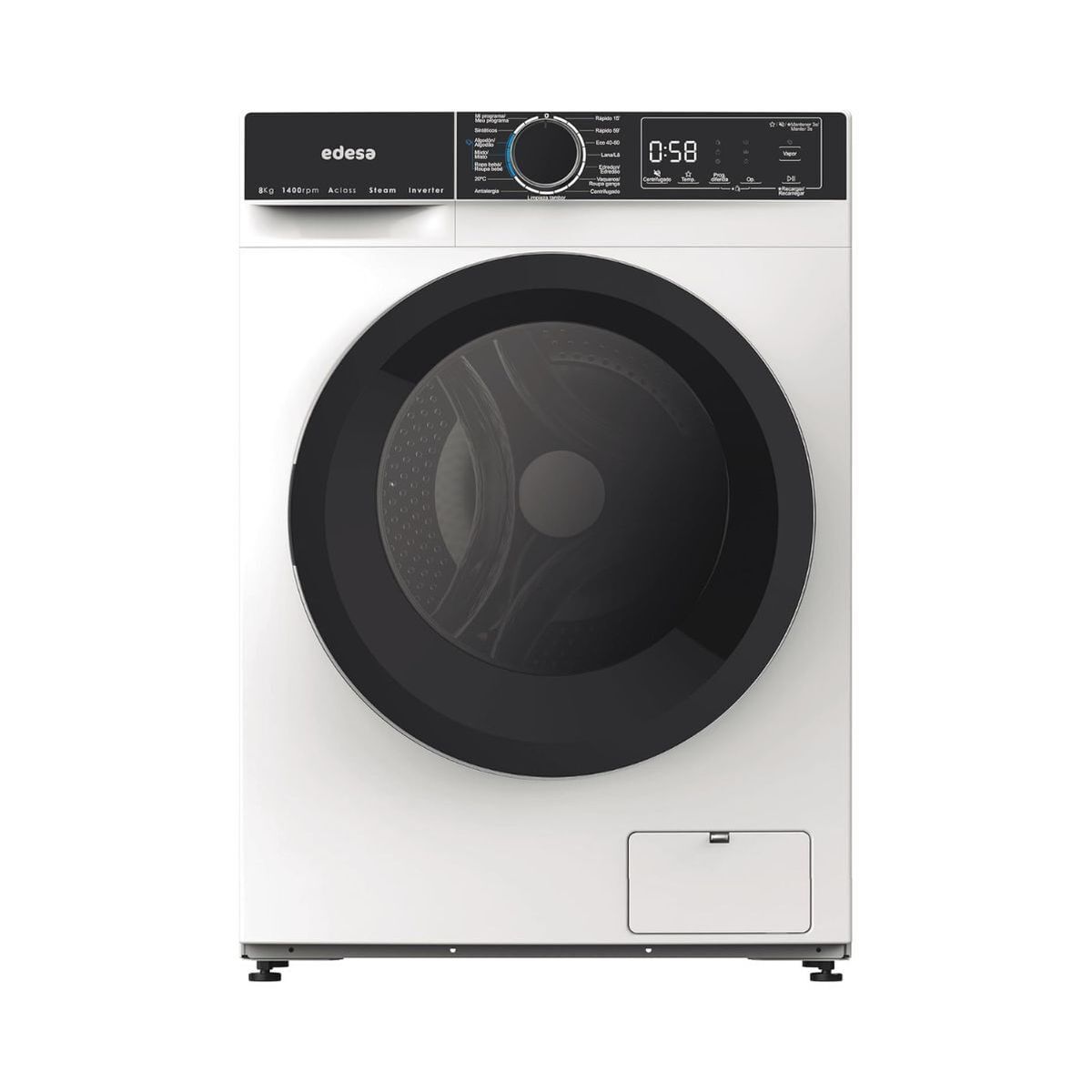 Lavadora carga frontal Edesa EWF8403WH  16 programas A