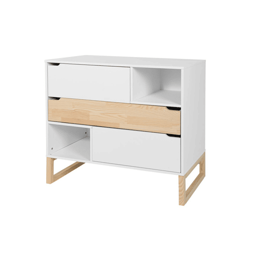 Berço evolutivo 70x140 e cómoda 3 gavetas Bellamy Juliette Branco e Madeira