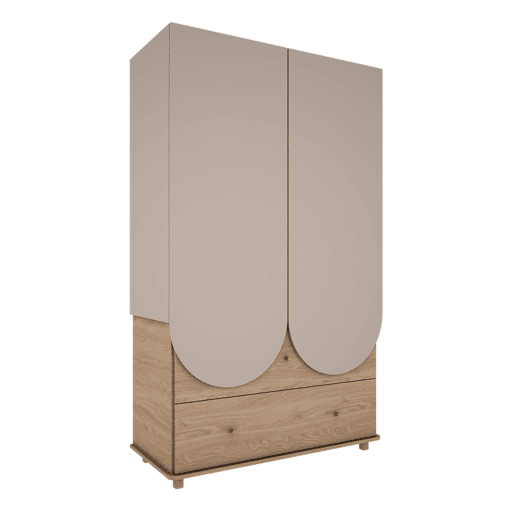 Roupeiro de 2 portas e 2 gavetas Wood Luck Bloom Caxemira e Madeira