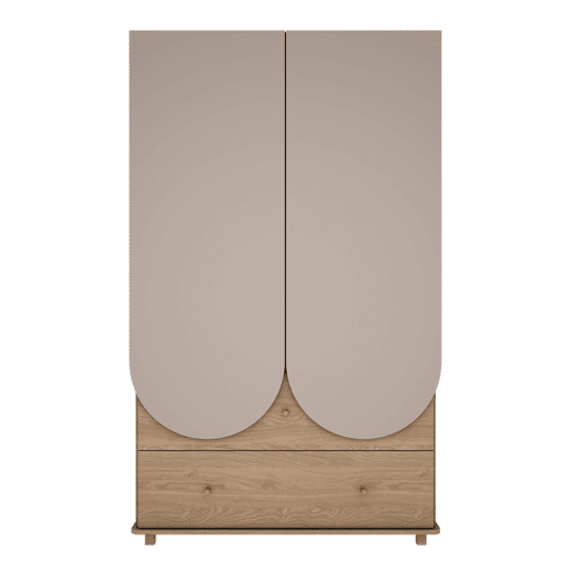 Roupeiro de 2 portas e 2 gavetas Wood Luck Bloom Caxemira e Madeira