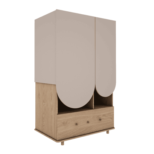 Roupeiro de 2 portas e 1 gaveta Wood Luck Bloom Caxemira e Madeira