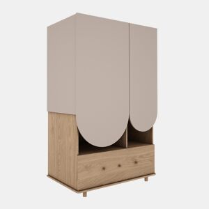 Roupeiro de 2 portas e 1 gaveta Wood Luck Bloom Caxemira e Madeira