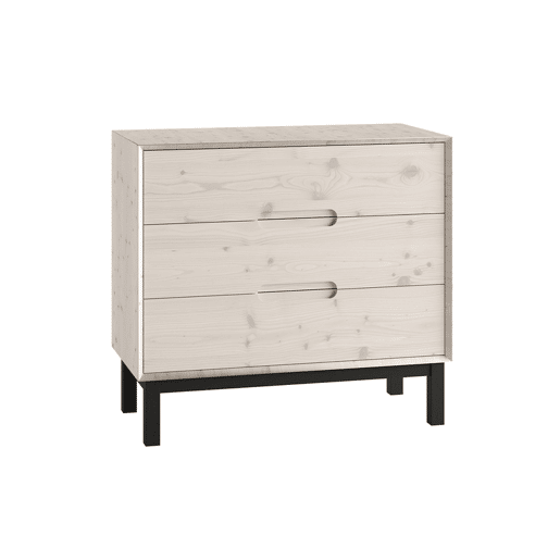 Berço evolutivo 70x140 e cómoda 3 gavetas Pinio Country Madeira branqueada