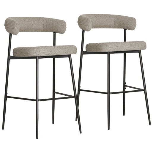 Conjunto de 2 bancos de bar THEA em tecido verde mosqueado