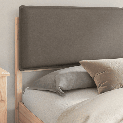 Estrutura de Cama de casal moderno com Cabeceira Estofada Cinzento-acastanhado