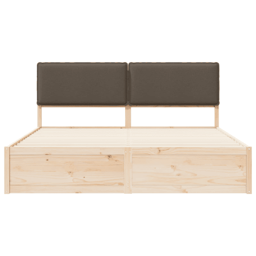Estrutura de Cama de casal moderno com Cabeceira Estofada Cinzento-acastanhado