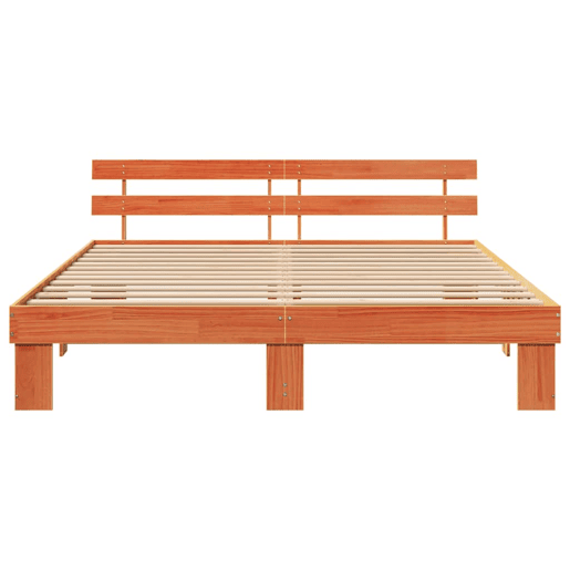 Estrutura de cama de casal simple com cabeceira - Marrom Cera 180 x 200 cm