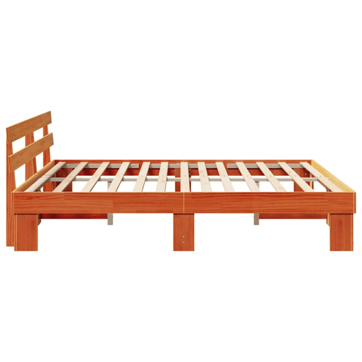 Estrutura de cama de casal simple com cabeceira - Marrom Cera 180 x 200 cm