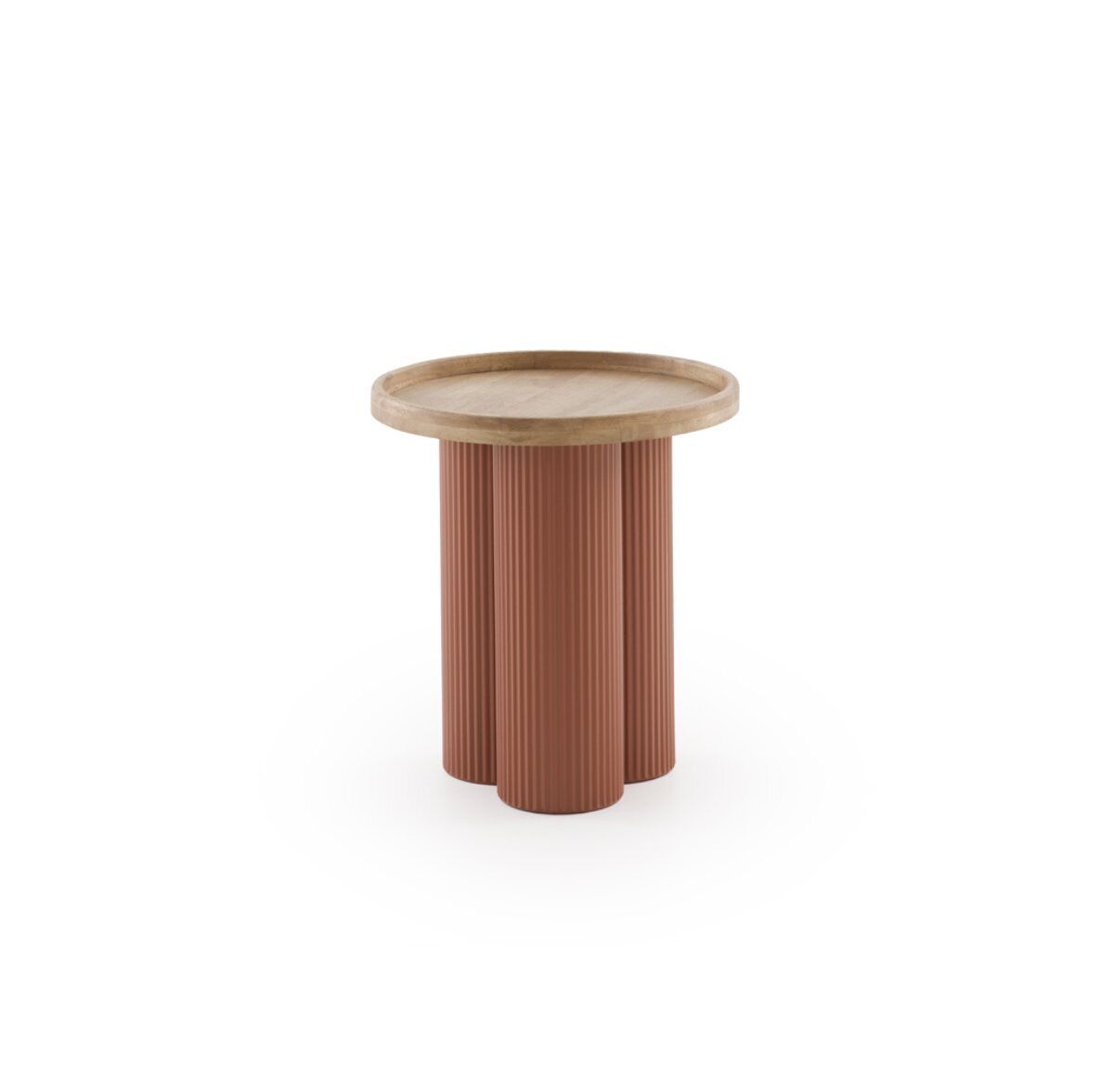 Mesa centro metal  y madera de hevea 40x40