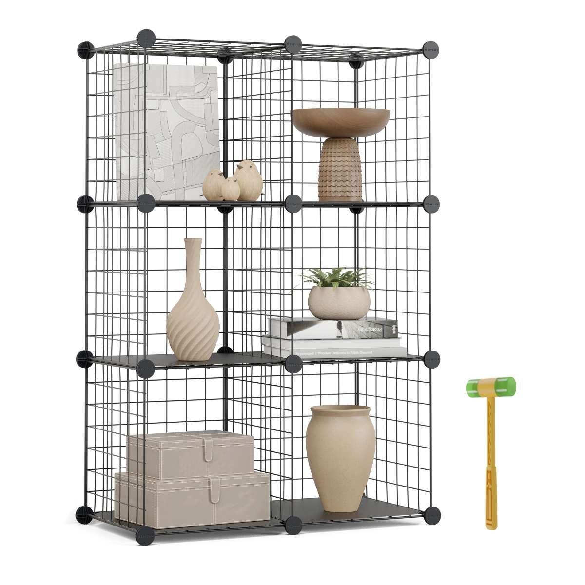 Estantería modular titan c6 newlux negro metálica 6 cubos (64,5x94,5x31,5cm)