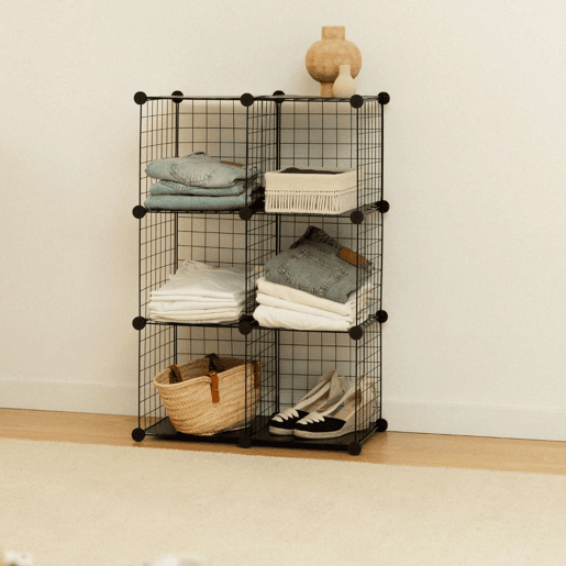 Estante Modular Titan C6 Newlux 31,5x64,5x94,5 cm metálica u2013 6 cubos Negro