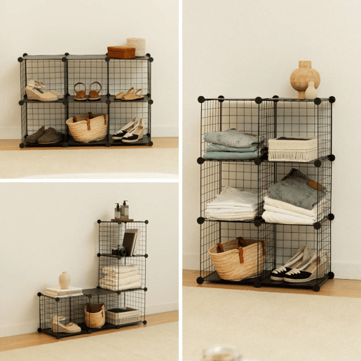 Estante Modular Titan C6 Newlux 31,5x64,5x94,5 cm metálica u2013 6 cubos Negro