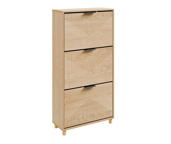 Sobuy escarpiera con 3 puertas abatibles fsr213-n | roble claro | 60x24x120 cm | panel de partículas con acabado laminado
