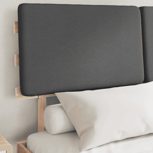 Estrutura de Cama de casal moderno com Cabeceira Estofada Cinza Escuro