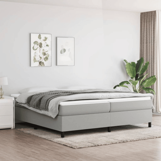Estrutura de Cama de casal moderno com molas 200x200 cm tecido cinzento-claro