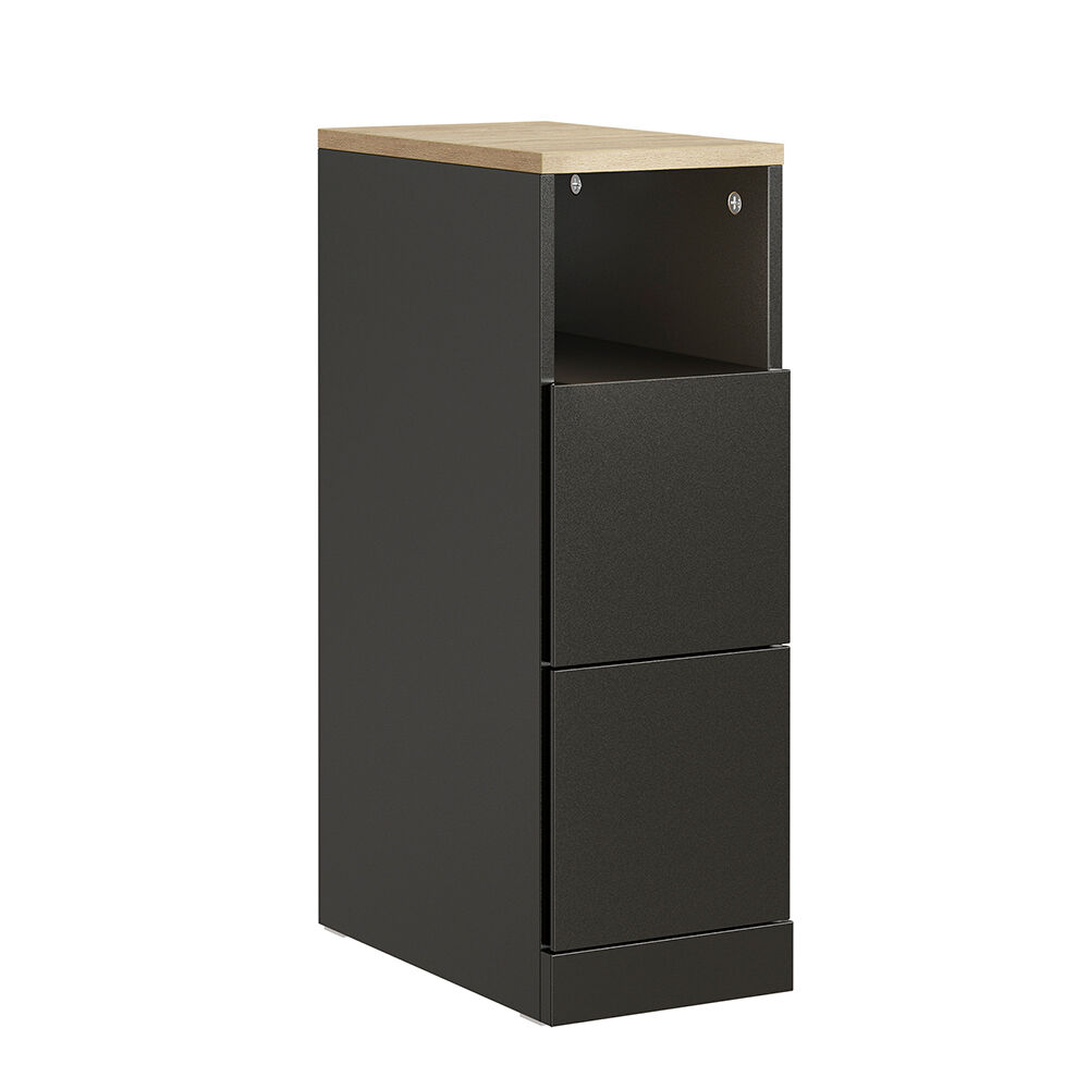 Sobuy | mesilla de noche negra con 2 cajones | mueble auxiliar compacto para dormitorio | taburete con cajones de aglomerado | 35×20×60 cm | fbt149-sch