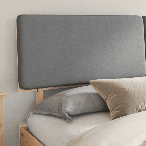 Estrutura de Cama de casal moderno com Cabeceira Estofada Cinzento-claro