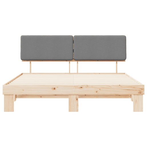Estrutura de Cama de casal moderno com Cabeceira Estofada Cinzento-claro