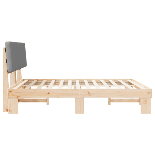 Estrutura de Cama de casal moderno com Cabeceira Estofada Cinzento-claro