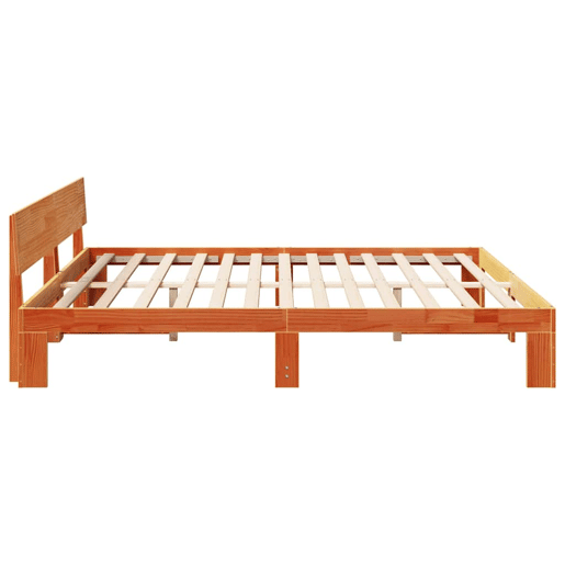 Estrutura de cama de casal simple com cabeceira - Marrom Cera 180 x 200 cm