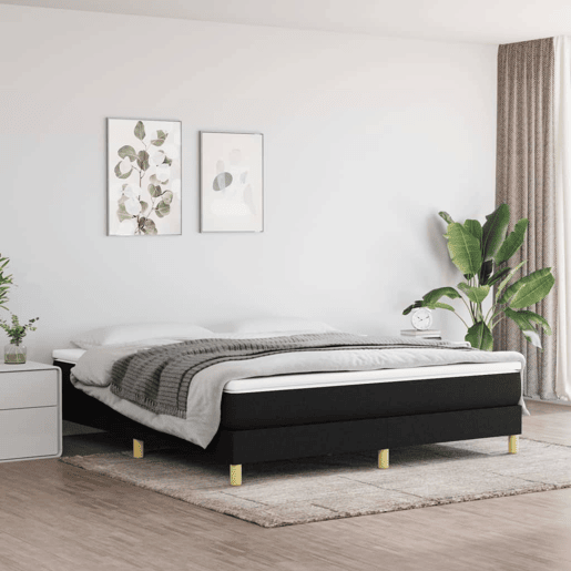 Estrutura de Cama de casal moderno com molas 180x200 cm tecido preto