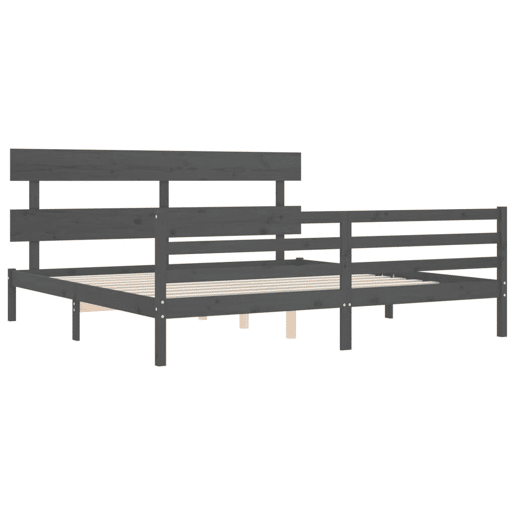 Estrutura de Cama de casal moderno com cabeceira 200x200 cm madeira maciça cinza