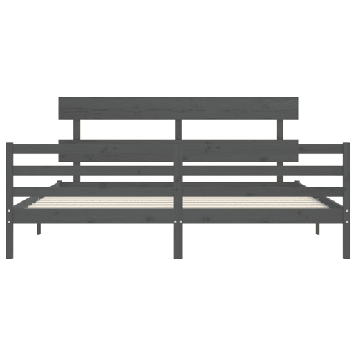 Estrutura de Cama de casal moderno com cabeceira 200x200 cm madeira maciça cinza