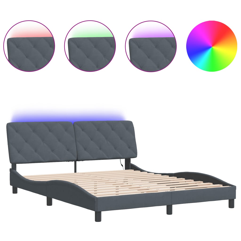 Estructura De Cama Doble Matrimonial 165x218 Gris Oscuro