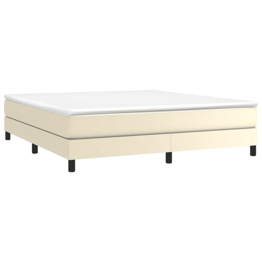 Estrutura de Cama de casal moderno com molas 180x200 cm couro artificial cor creme