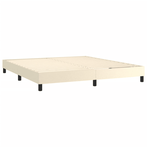 Estrutura de Cama de casal moderno com molas 180x200 cm couro artificial cor creme