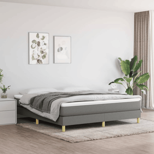 Estrutura de Cama de casal moderno com molas 160x200 cm tecido cinzento-escuro