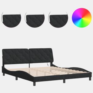 Estrutura de Cama de casal moderno com LED sem colchão 180x200 cm veludo preto
