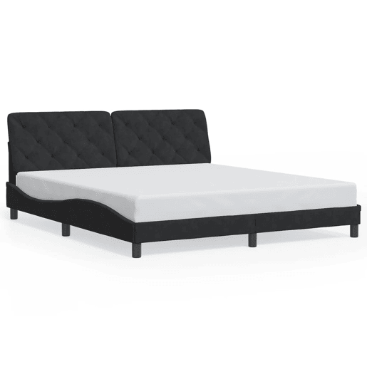 Estrutura de Cama de casal moderno com LED sem colchão 180x200 cm veludo preto