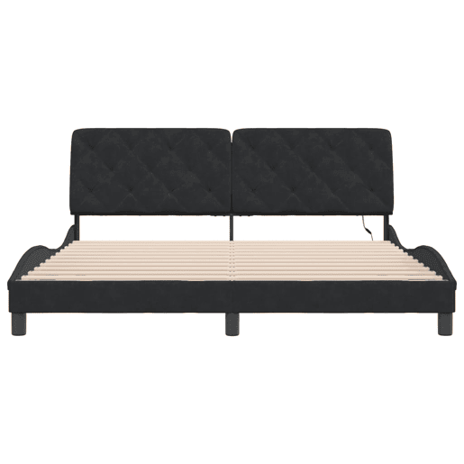 Estrutura de Cama de casal moderno com LED sem colchão 180x200 cm veludo preto