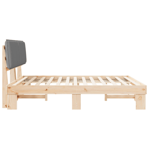 Estrutura de Cama de casal moderno com Cabeceira Estofada Cinzento-claro