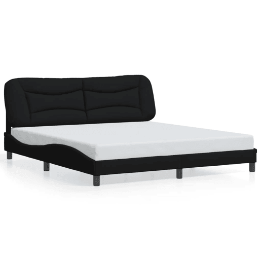 Estrutura de Cama de casal moderno com LED - 180x200 cm tecido preto Estrutura de Cama de casal moderno com LED - 180x200 cm tecido preto