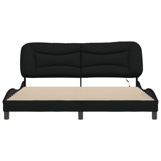 Estrutura de Cama de casal moderno com LED - 180x200 cm tecido preto Estrutura de Cama de casal moderno com LED - 180x200 cm tecido preto