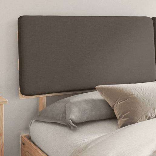 Estrutura de Cama de casal moderno com Cabeceira Estofada Cinzento-acastanhado