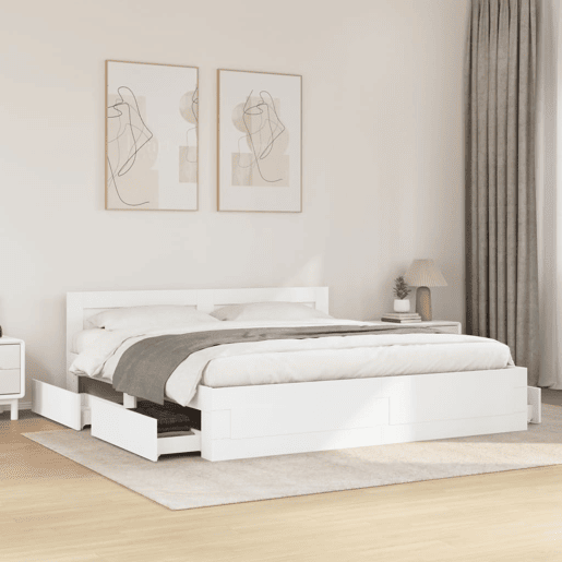 Estrutura De Cama Dupla para adultos c cabeceira - 180x200 cm branco Estrutura De Cama Dupla para adultos c cabeceira - 180x200 cm branco