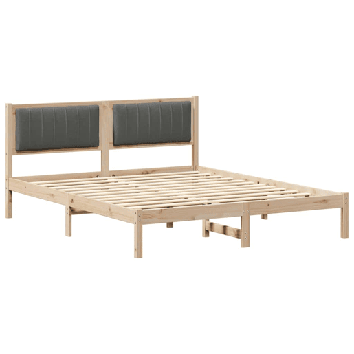 Estrutura de Cama de casal moderno com Cabeceira Estofada Cinza Escuro