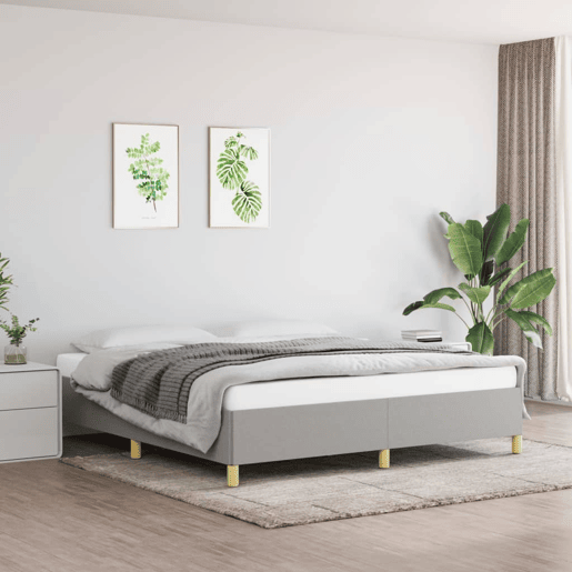 Estrutura de Cama de casal moderno com molas 160x200 cm tecido cinzento-claro