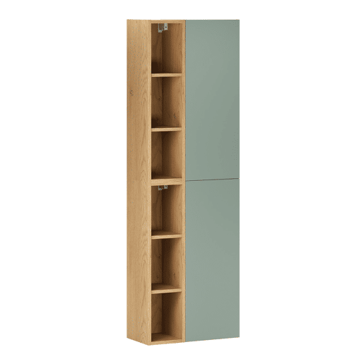 Conjunto móvel lavatório individual 80cm 2 nichos e coluna Oria Verde mate