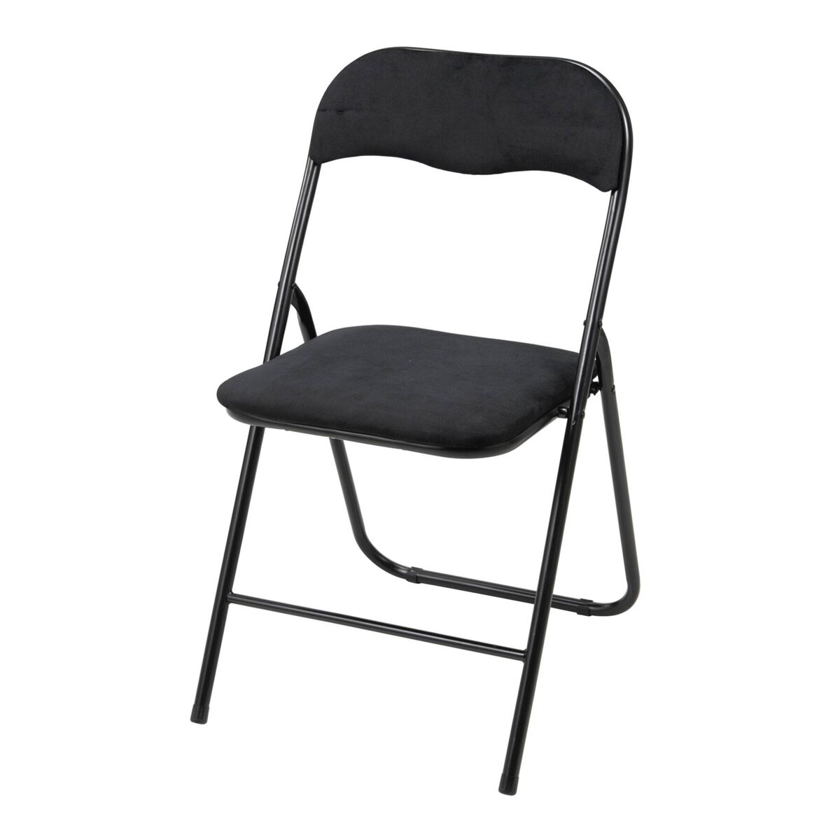 Well home silla plegable terciopelo negro asiento 40x38cm, acolchada, estructura metálica