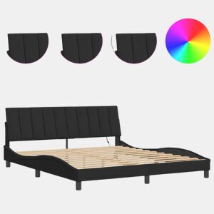Estrutura de cama de casal moderno com LED - 180x200 cm veludo preto