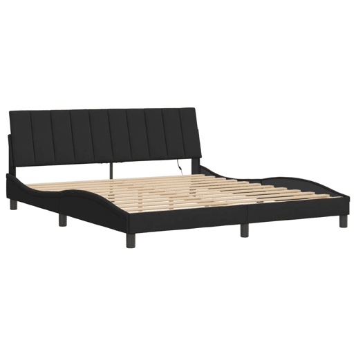 Estrutura de cama de casal moderno com LED - 180x200 cm veludo preto