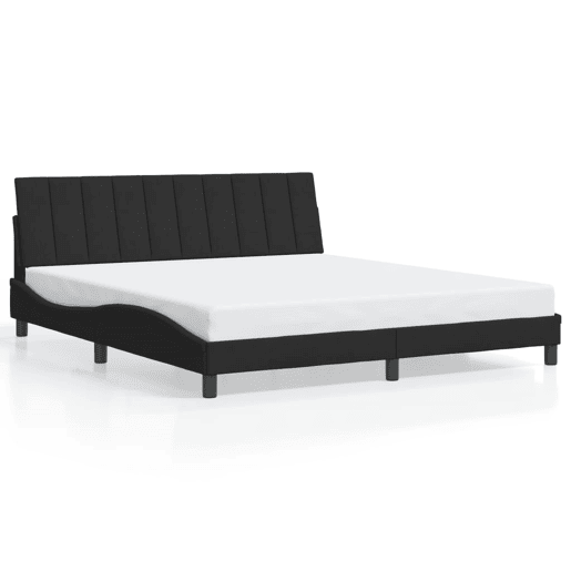 Estrutura de cama de casal moderno com LED - 180x200 cm veludo preto