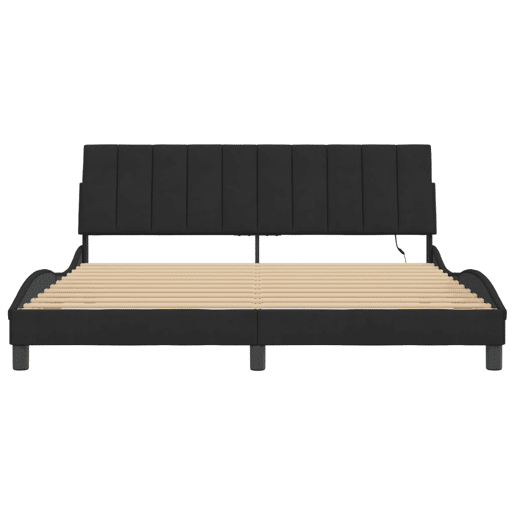 Estrutura de cama de casal moderno com LED - 180x200 cm veludo preto